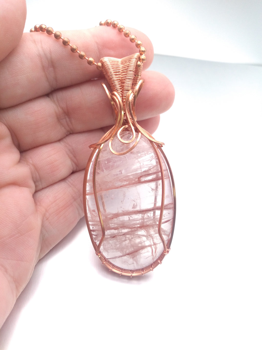 Fire Quartz and copper pendant necklace