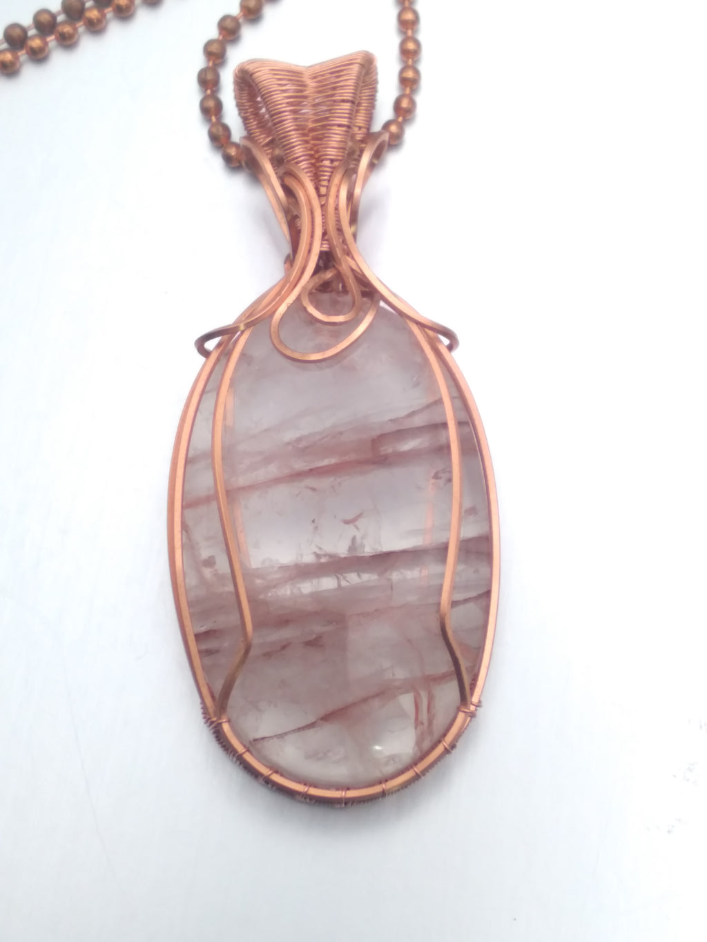 Fire Quartz and copper pendant necklace