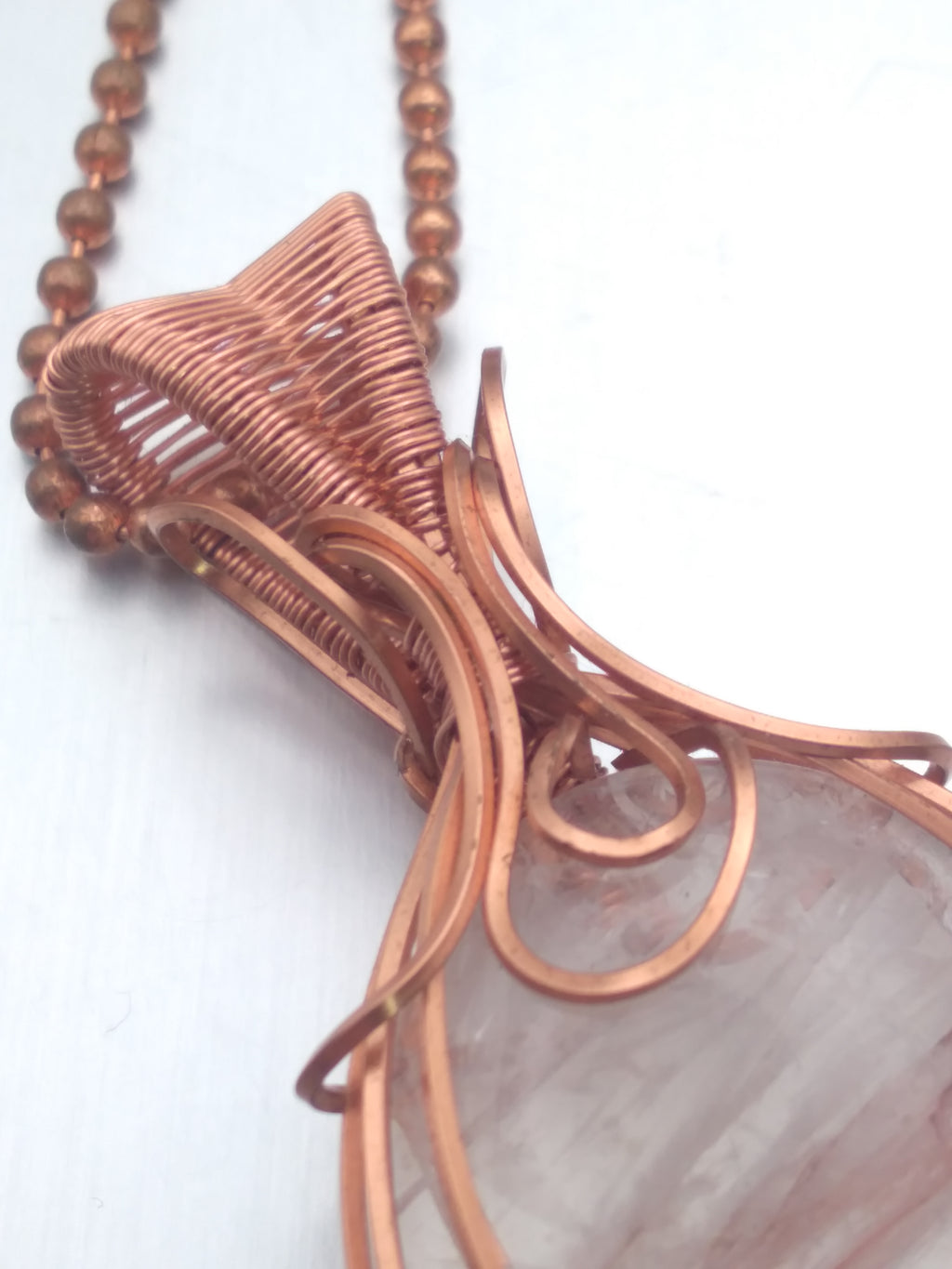 Fire Quartz and copper pendant necklace