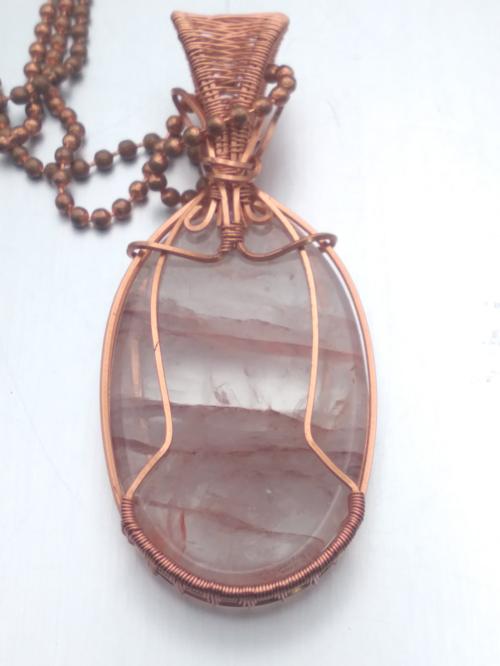 Fire Quartz and copper pendant necklace