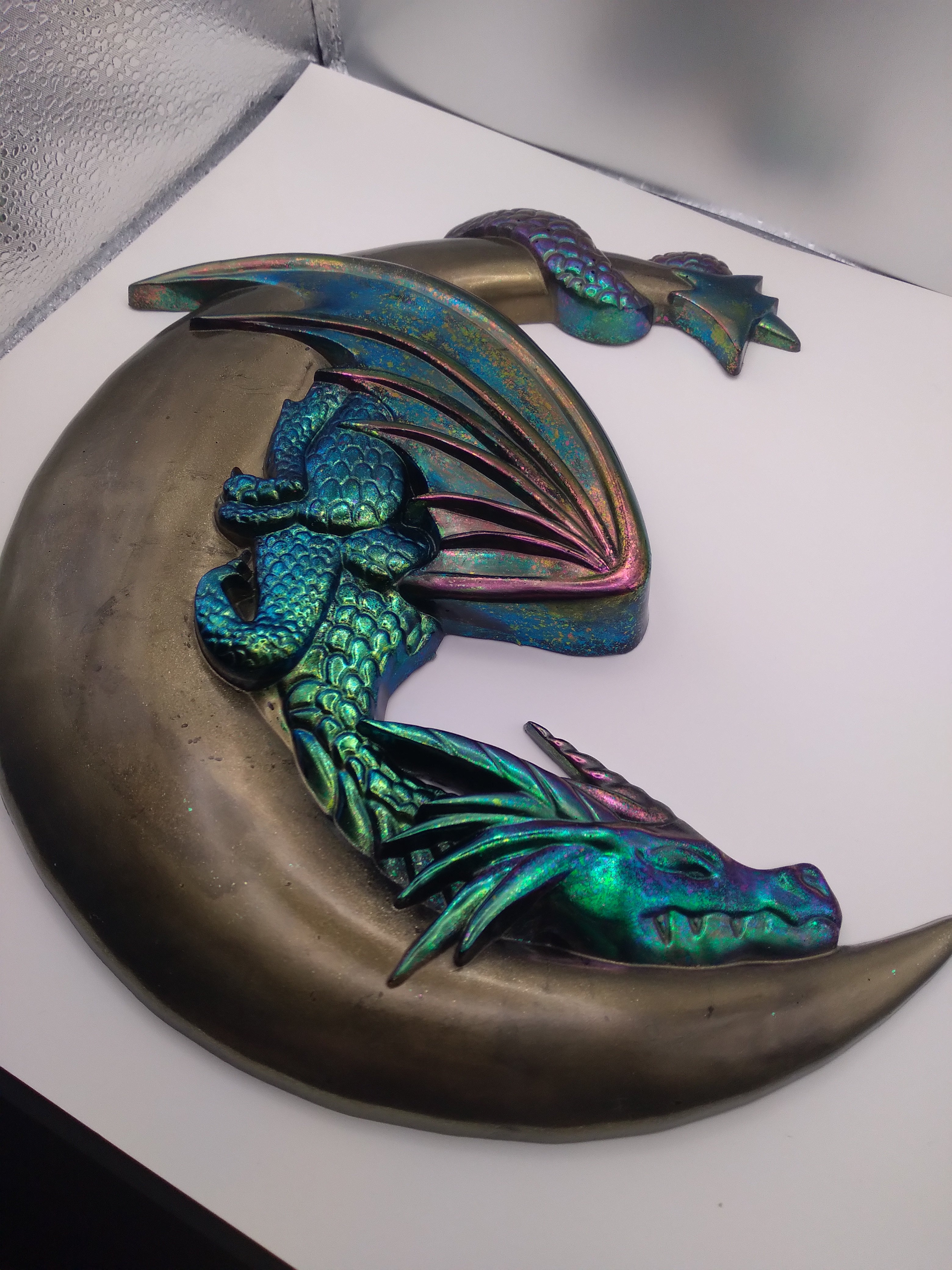 Dragon crescent moon wall decor