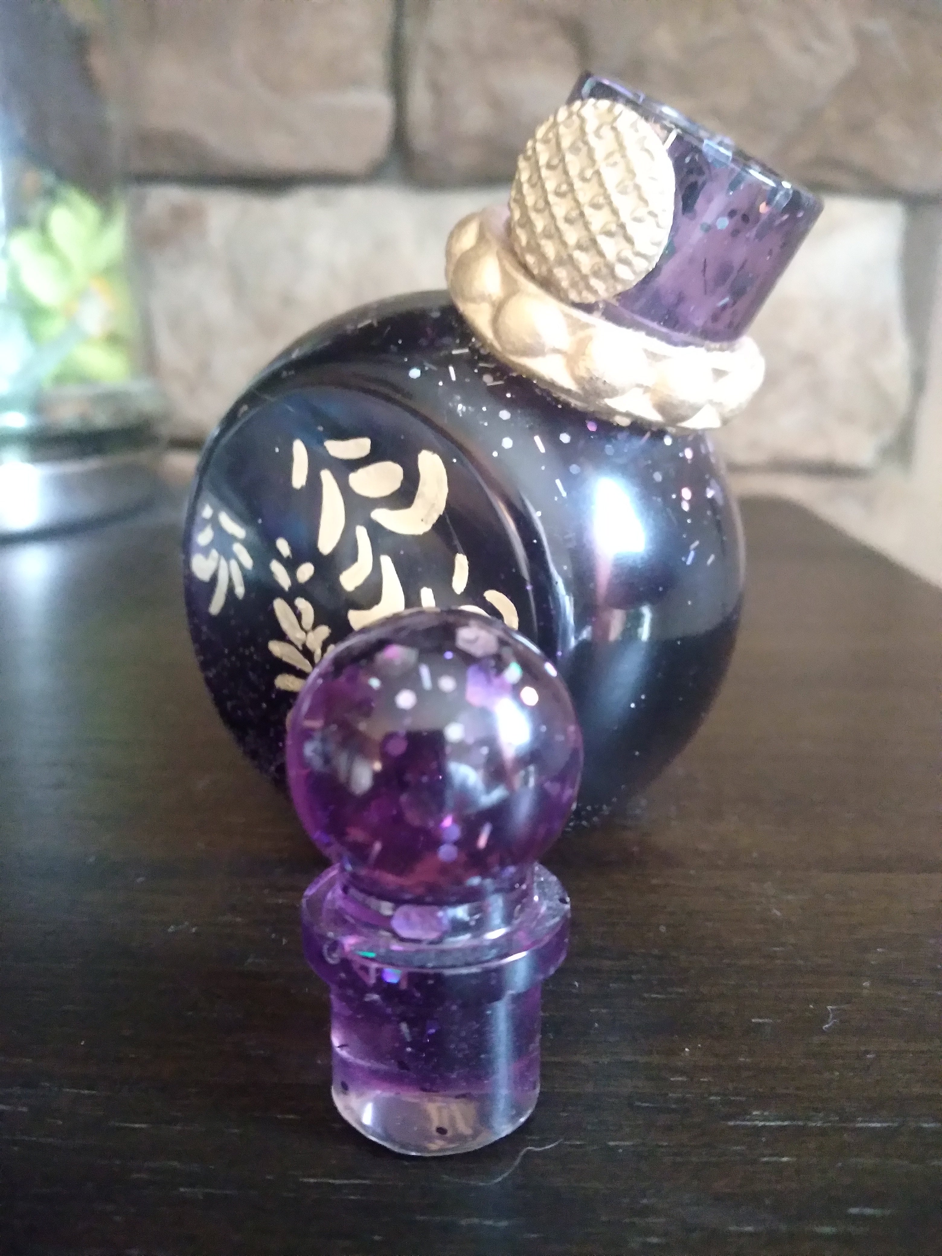 Apothecary bottle in purple and gold
