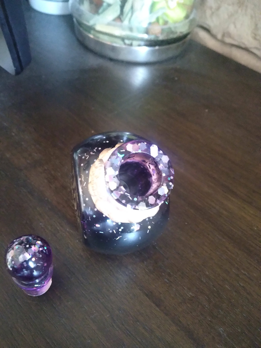 Apothecary bottle in purple and gold