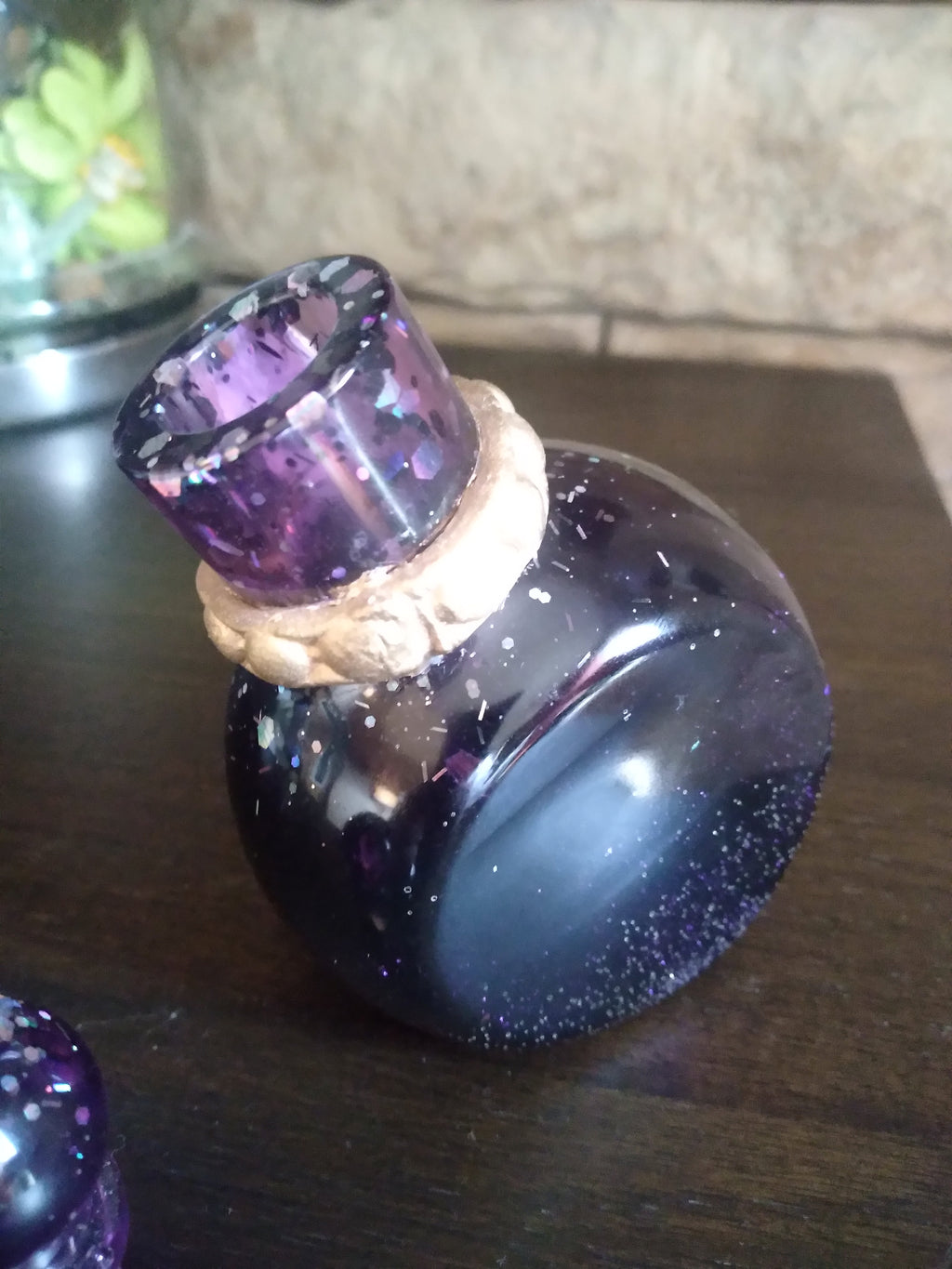 Apothecary bottle in purple and gold