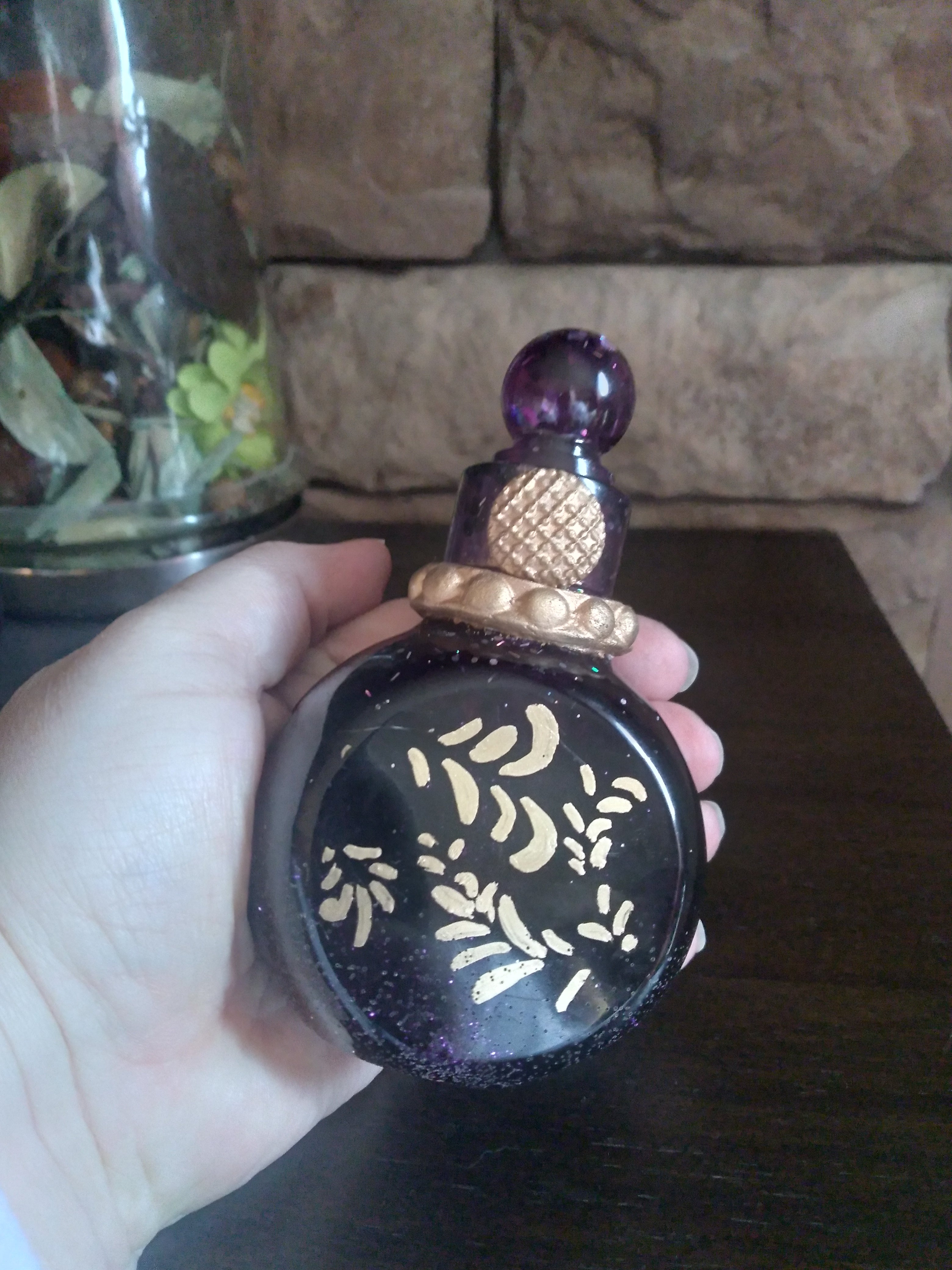 Apothecary bottle in purple and gold