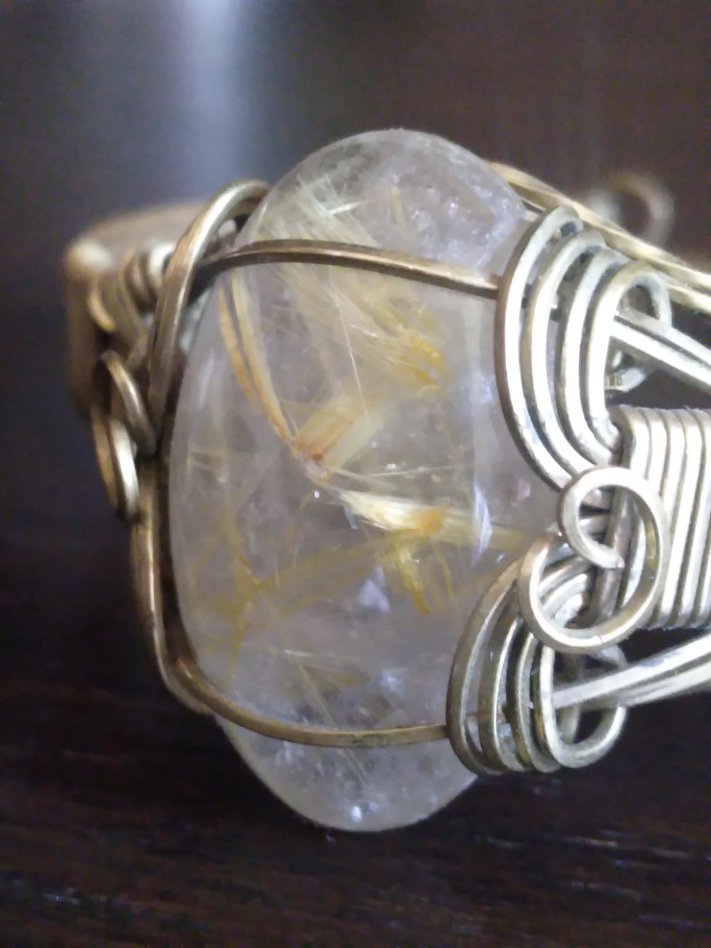Golden Rutile quartz cuff bracelet