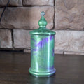Apothecary jar in swirled green and purple
