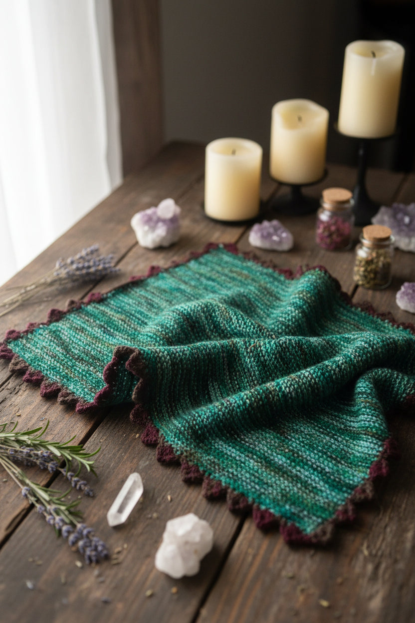 Green knit altar cloth