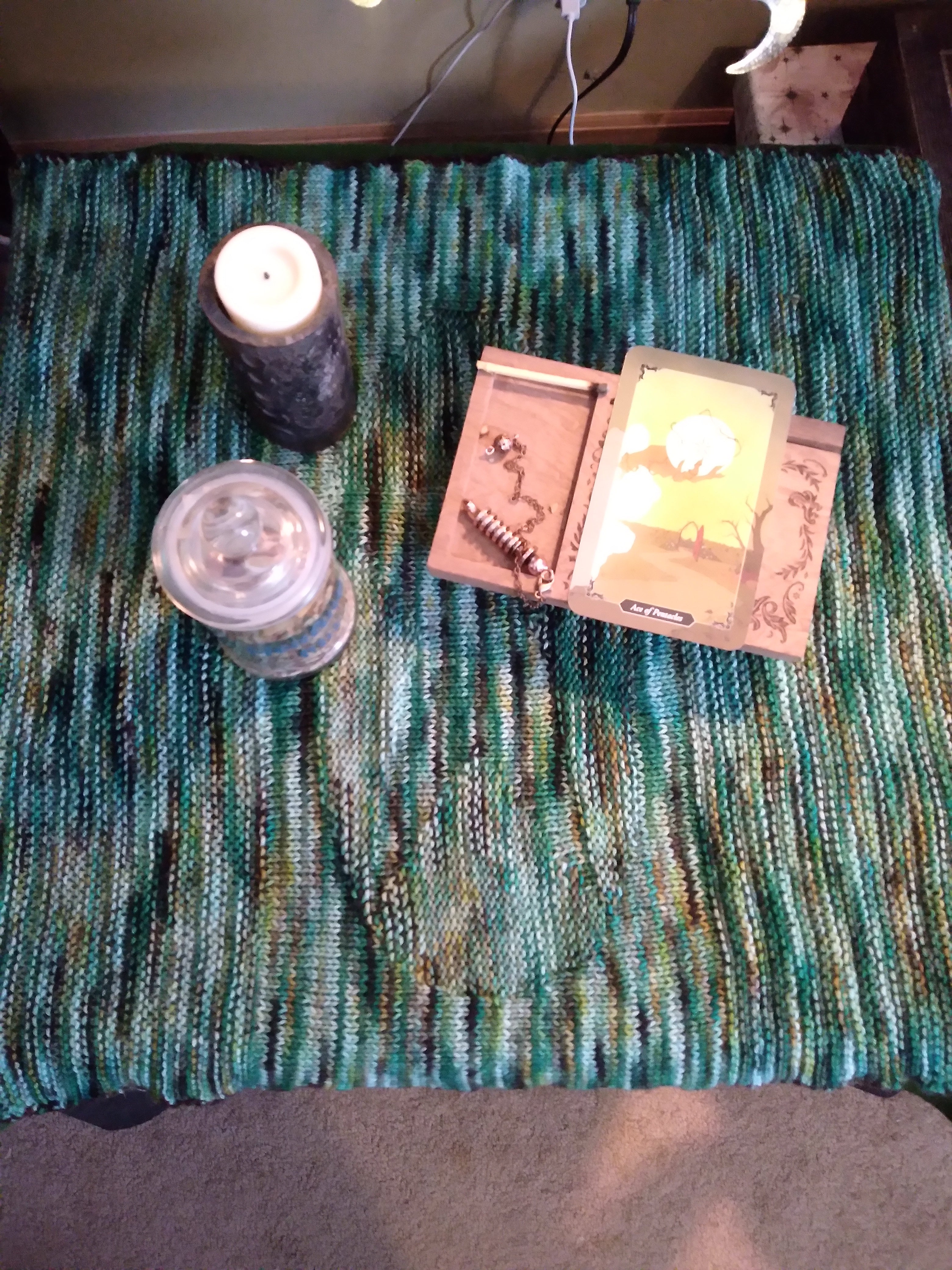 Green knit altar cloth
