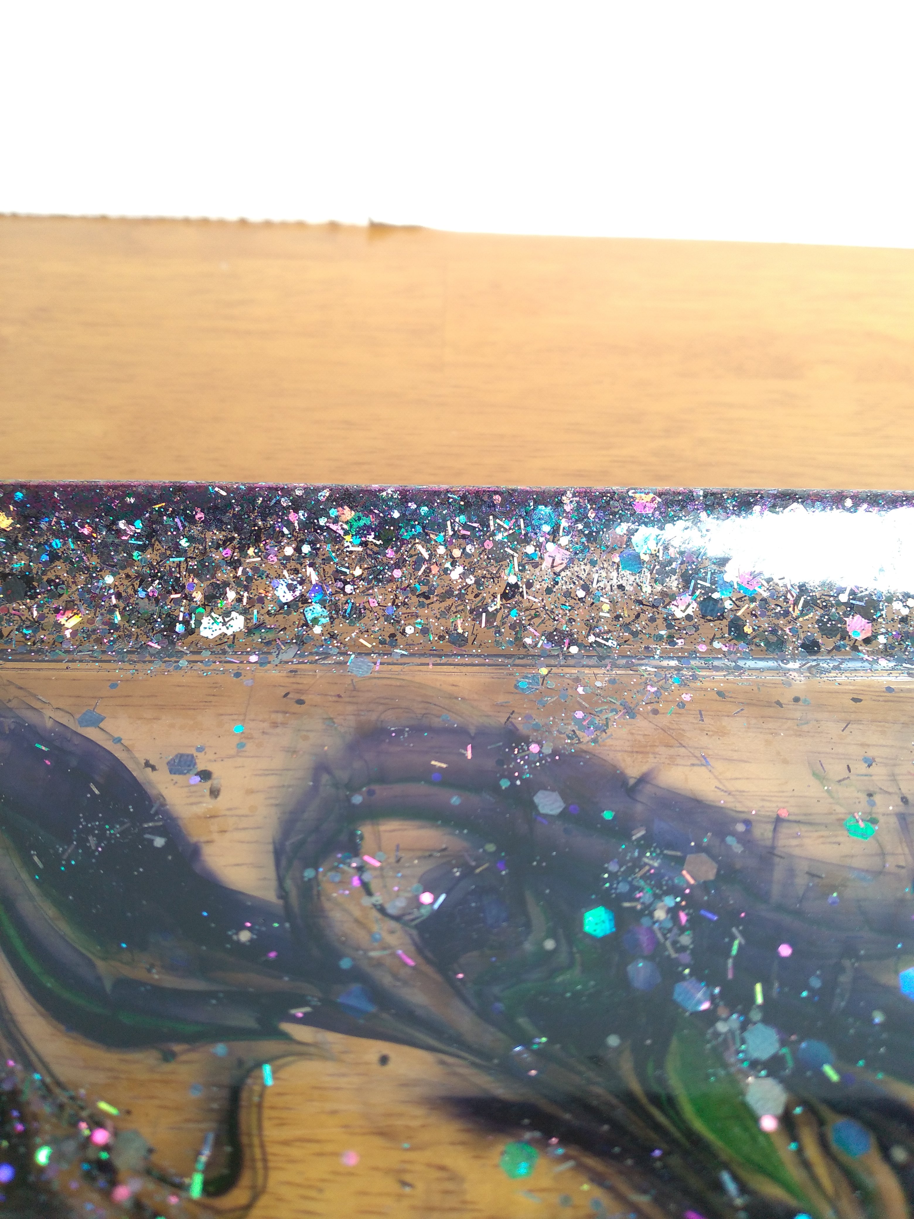 Decorative glitter and purple/green tray