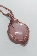 Rose Quartz Crystal Copper Wire Pendant Necklace