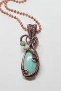 Amazonite and copper pendant necklace