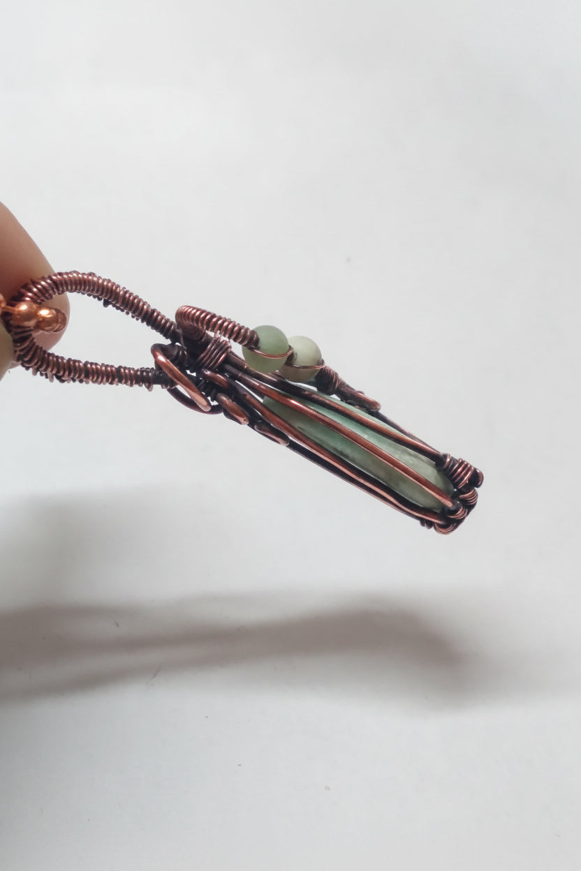 Amazonite and copper pendant necklace