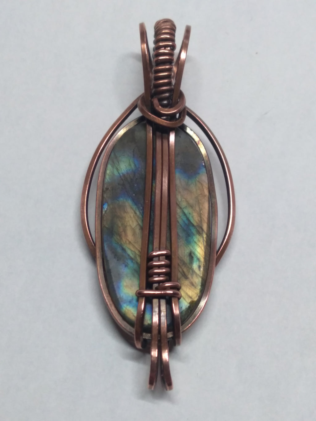 Large Labradorite copper pendant necklace