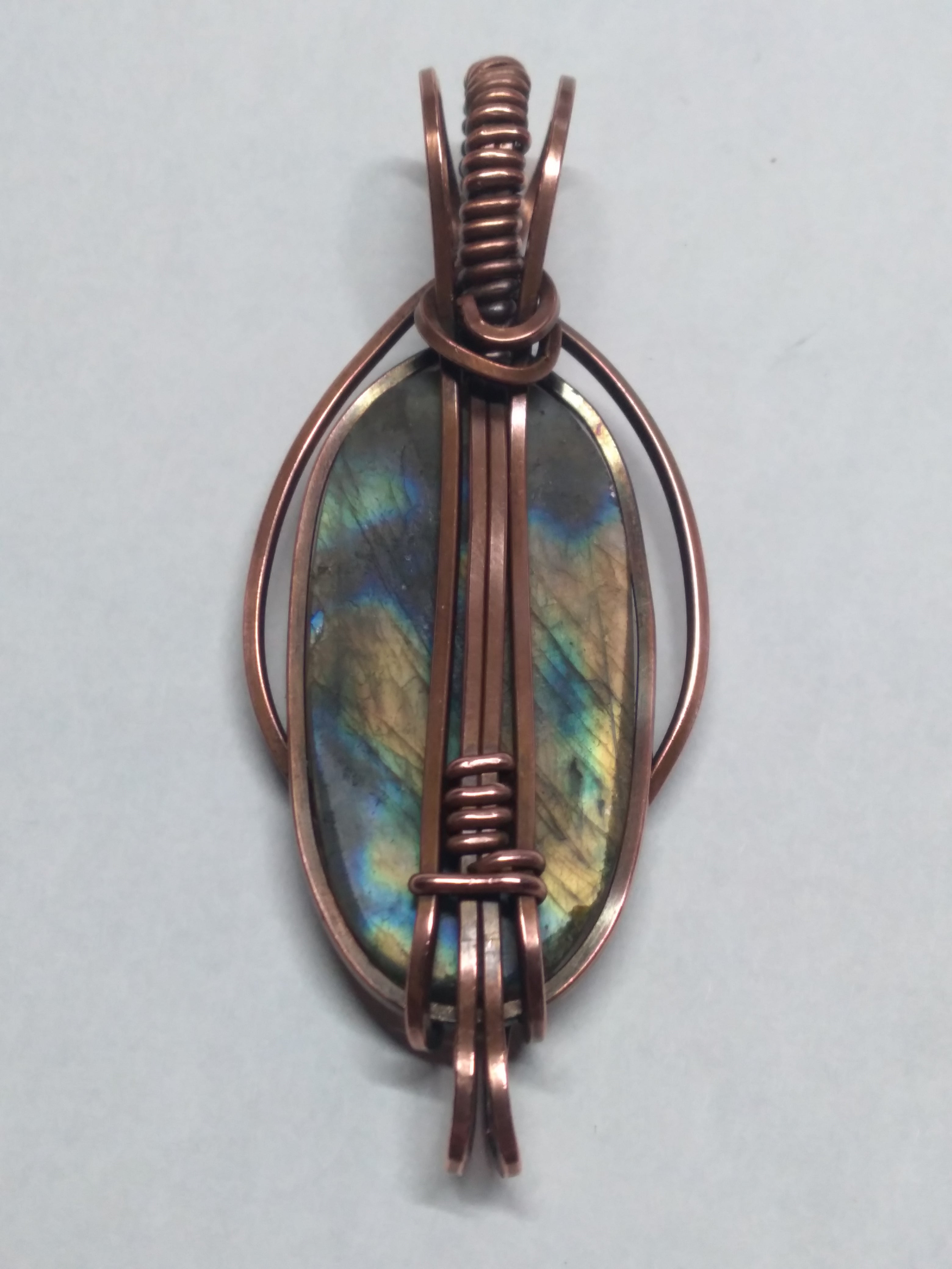 Large Labradorite copper pendant necklace