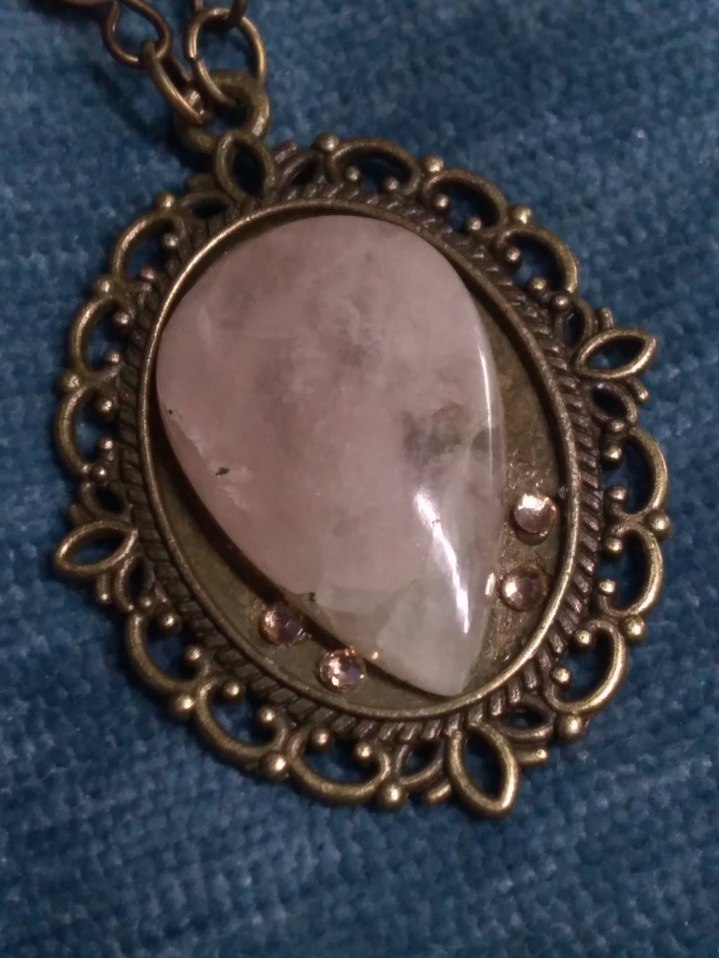 Morganite and sunstone pendant necklace