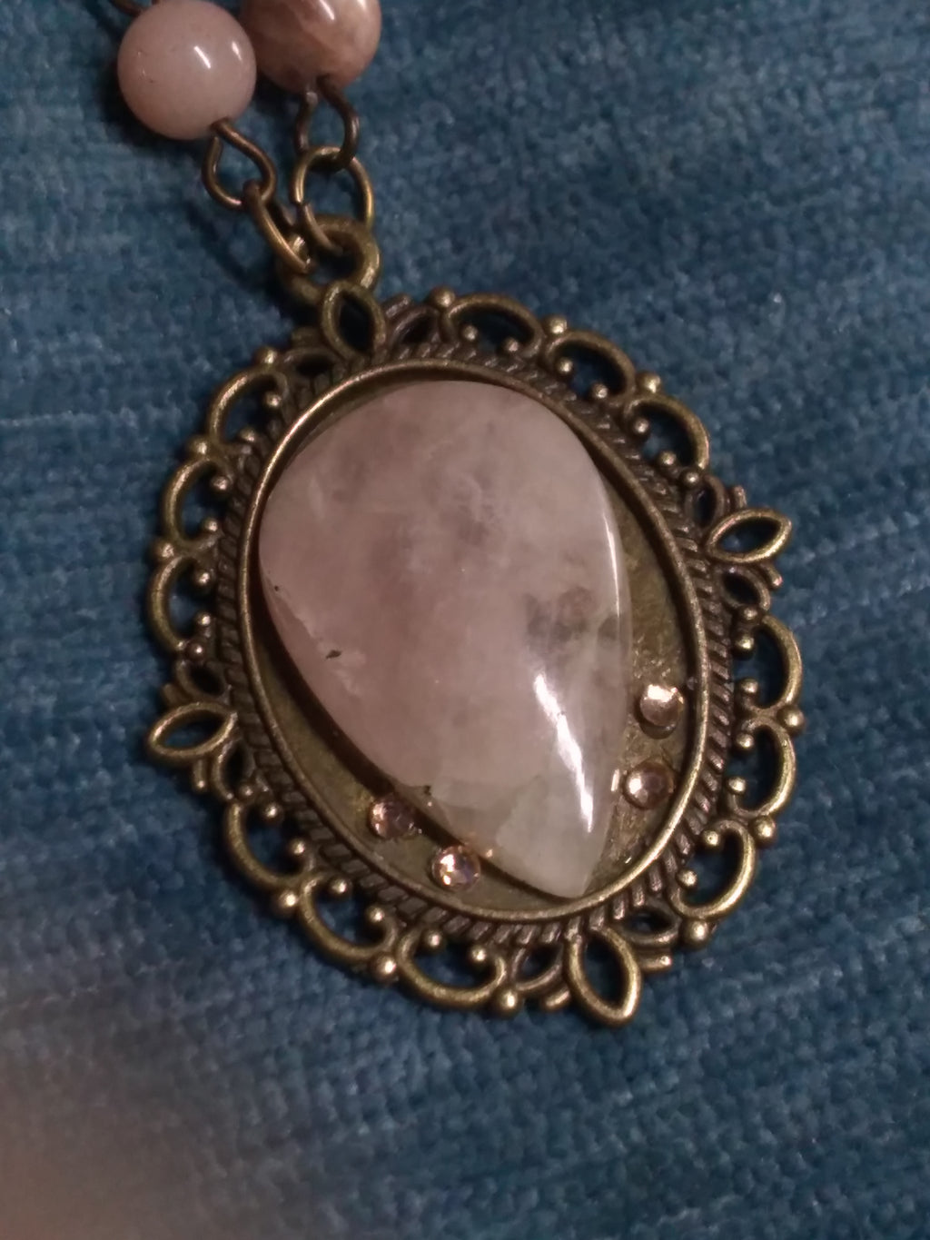 Morganite and sunstone pendant necklace