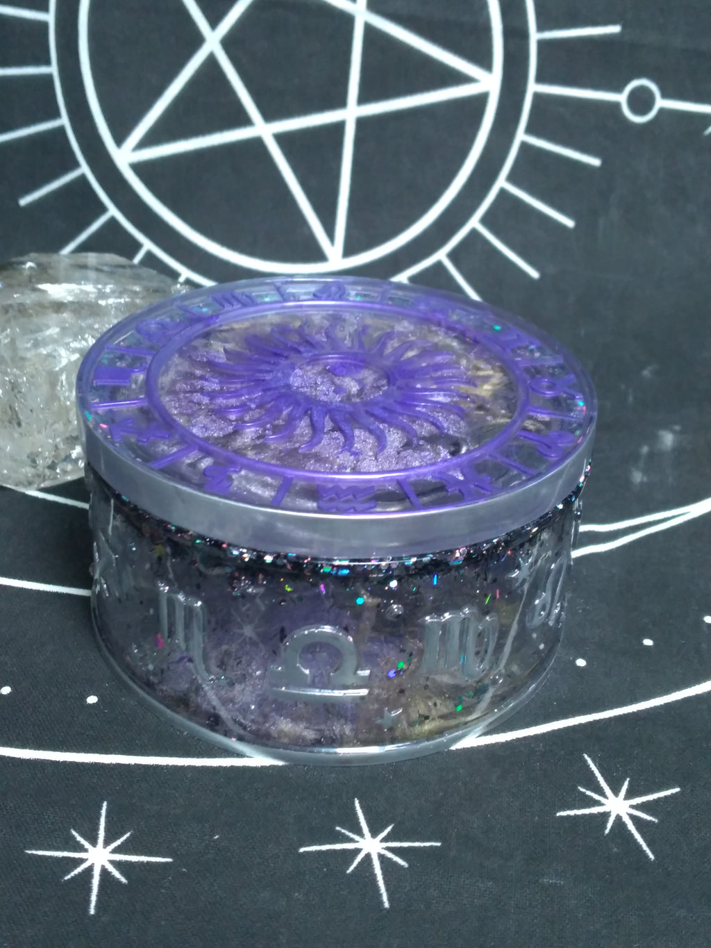 Zodiac round storage box purple