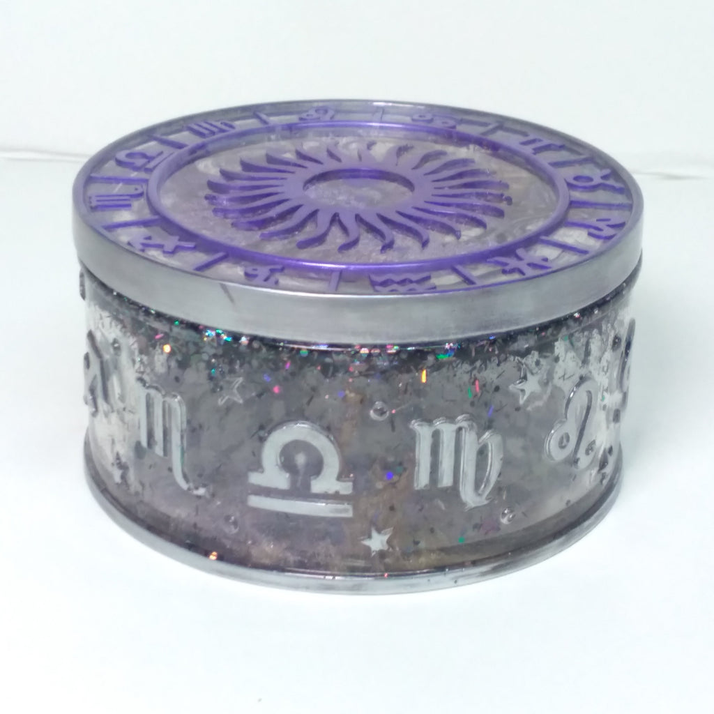 Zodiac round storage box purple