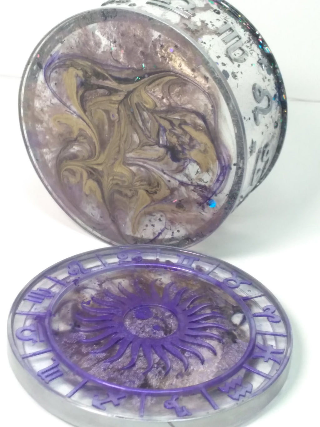 Zodiac round storage box purple