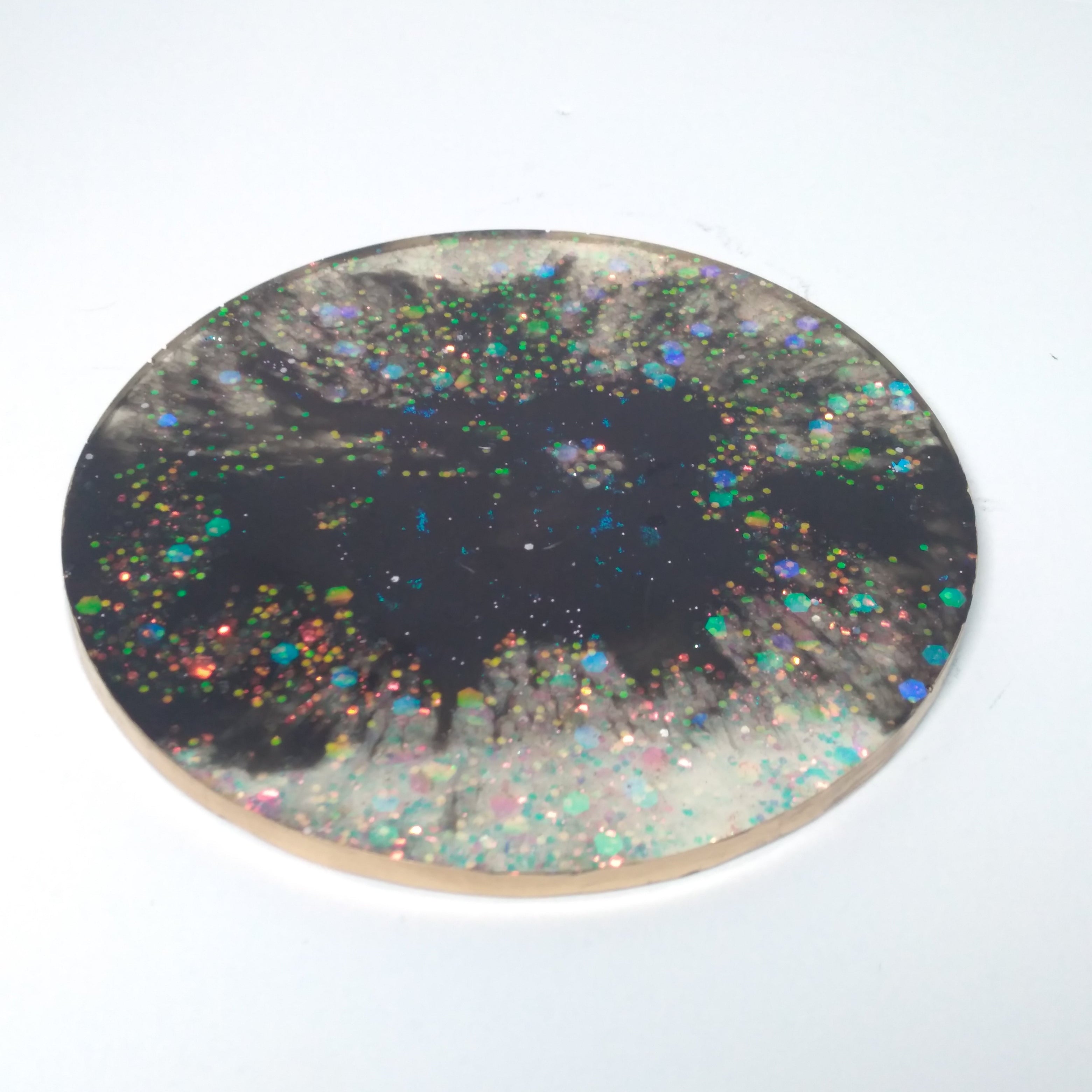 black galaxy theme round tray