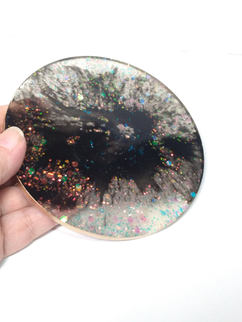 black galaxy theme round tray