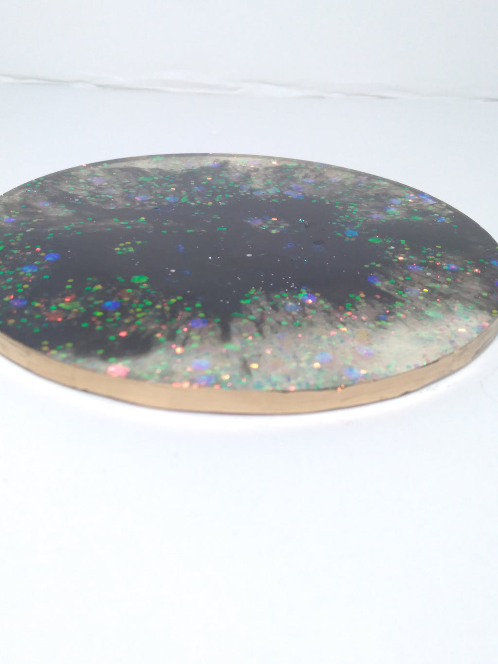 black galaxy theme round tray