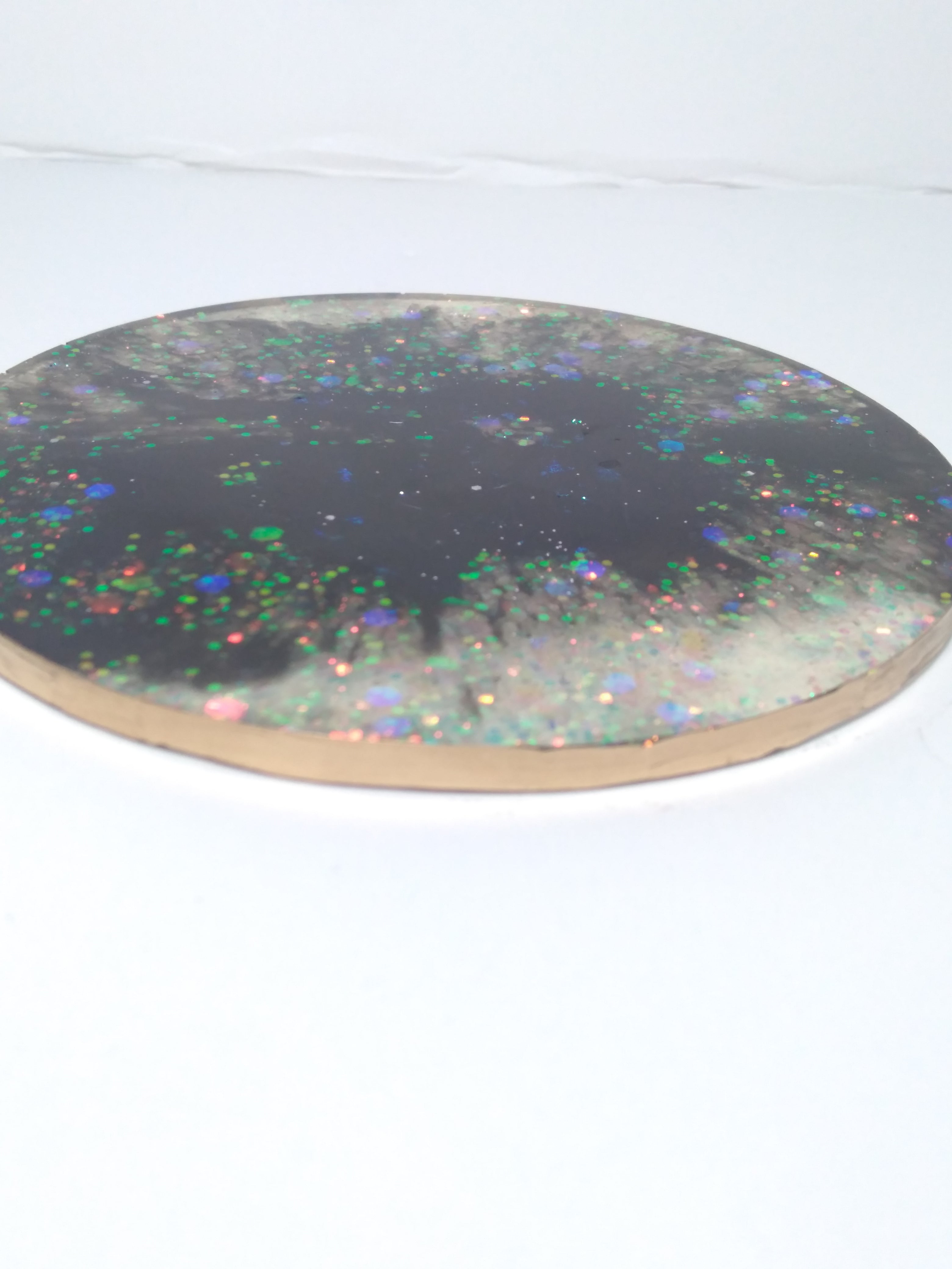 black galaxy theme round tray