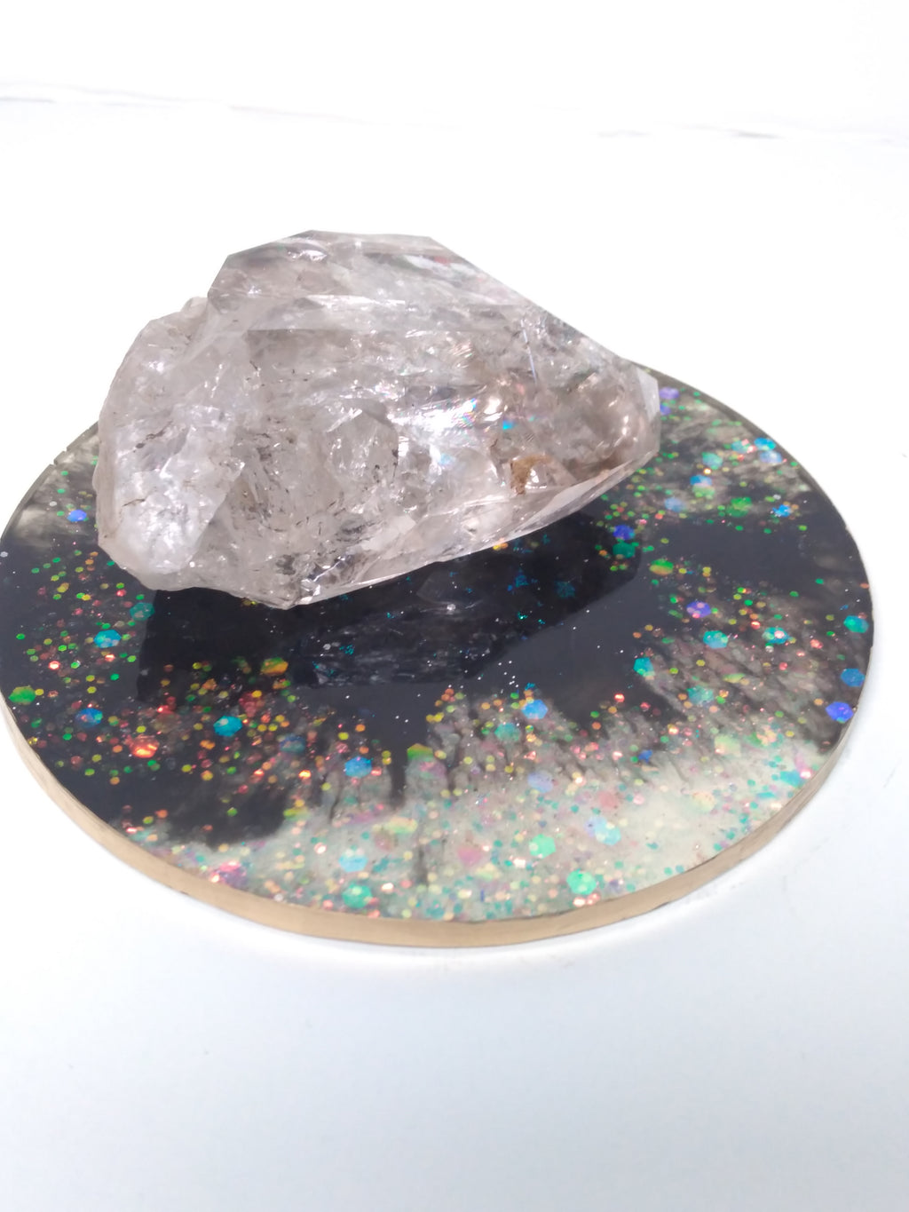 black galaxy theme round tray