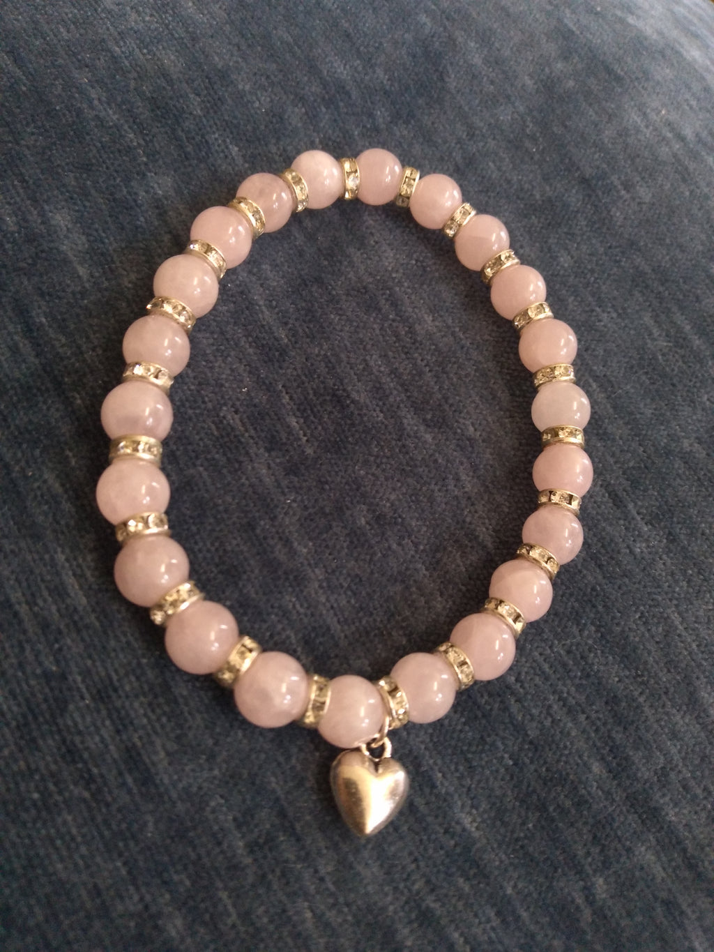 Rose quartz bead elastic bracelet