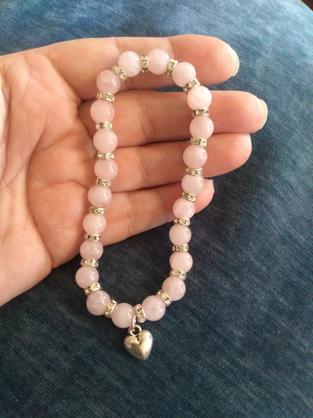 Rose quartz bead elastic bracelet