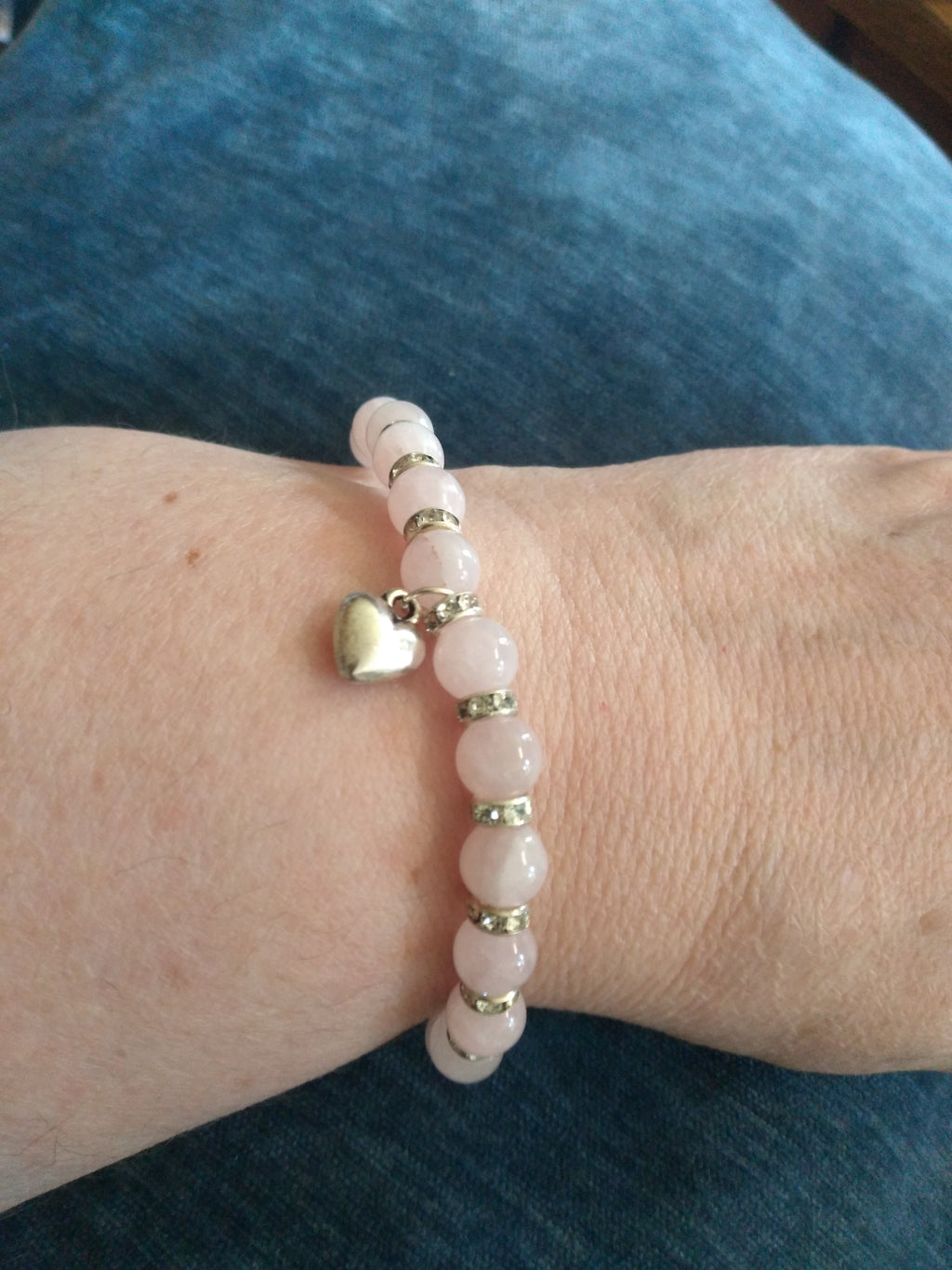 Rose quartz bead elastic bracelet