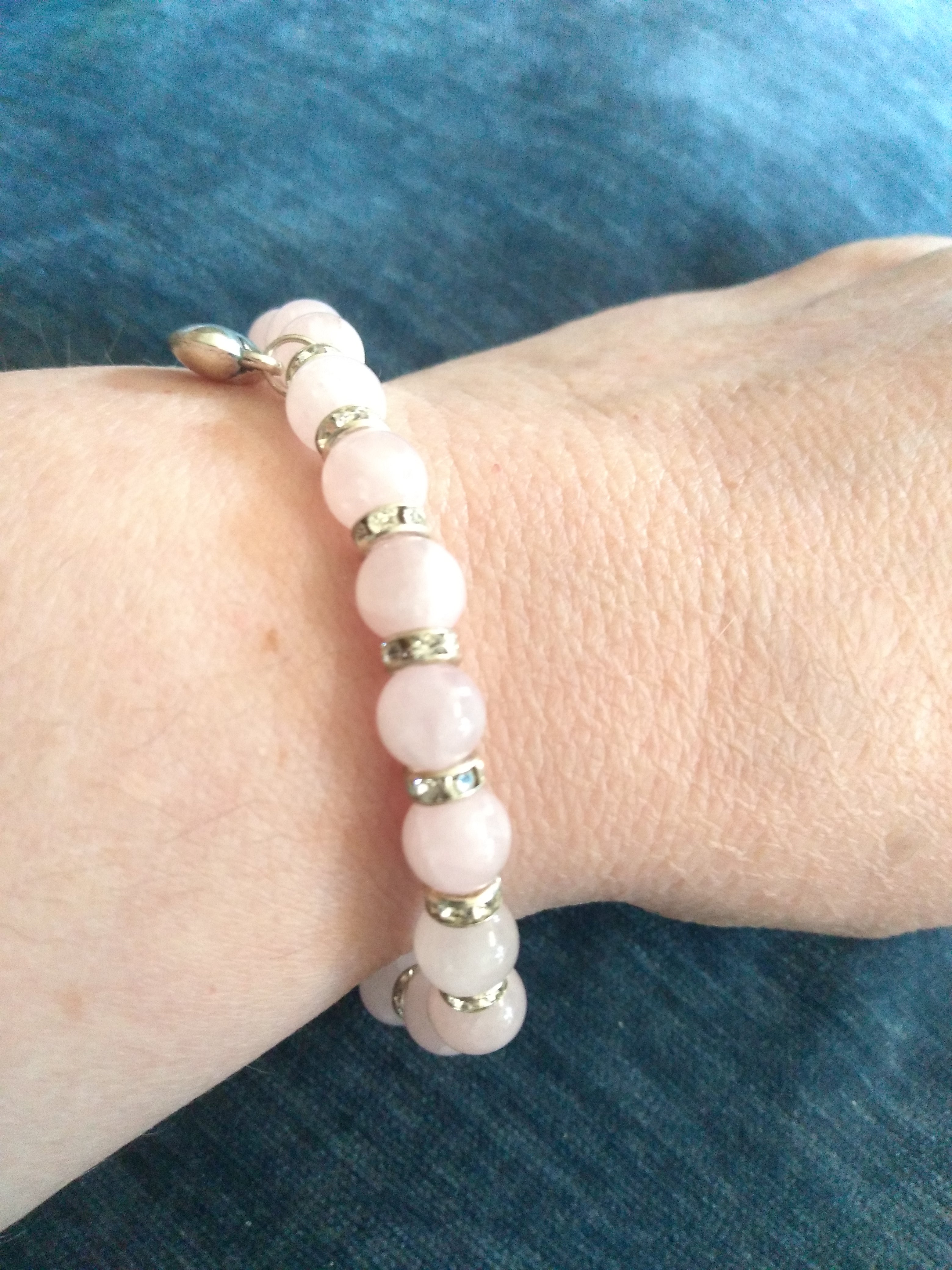 Rose quartz bead elastic bracelet