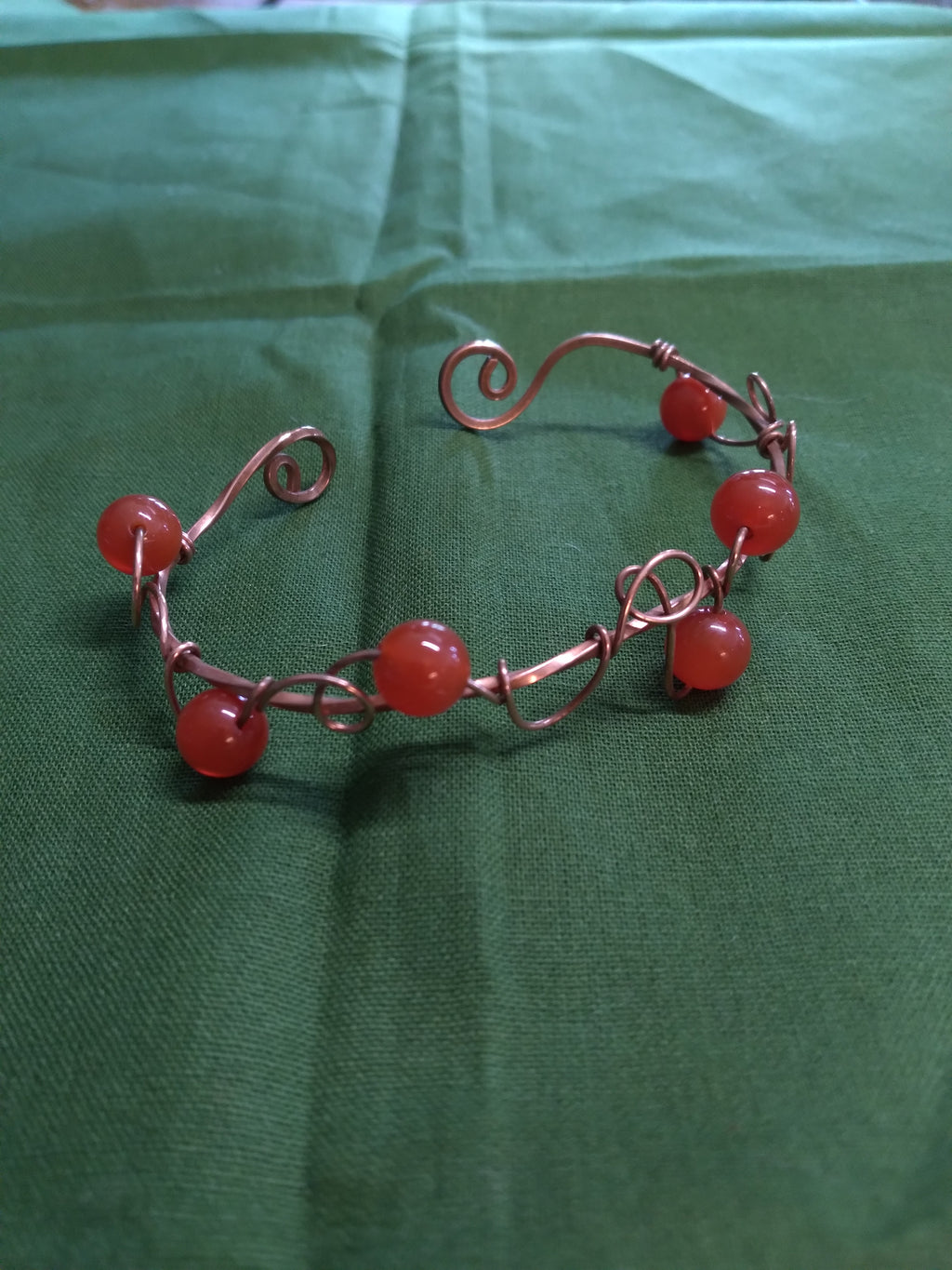 Carnelian cuff bracelet copper