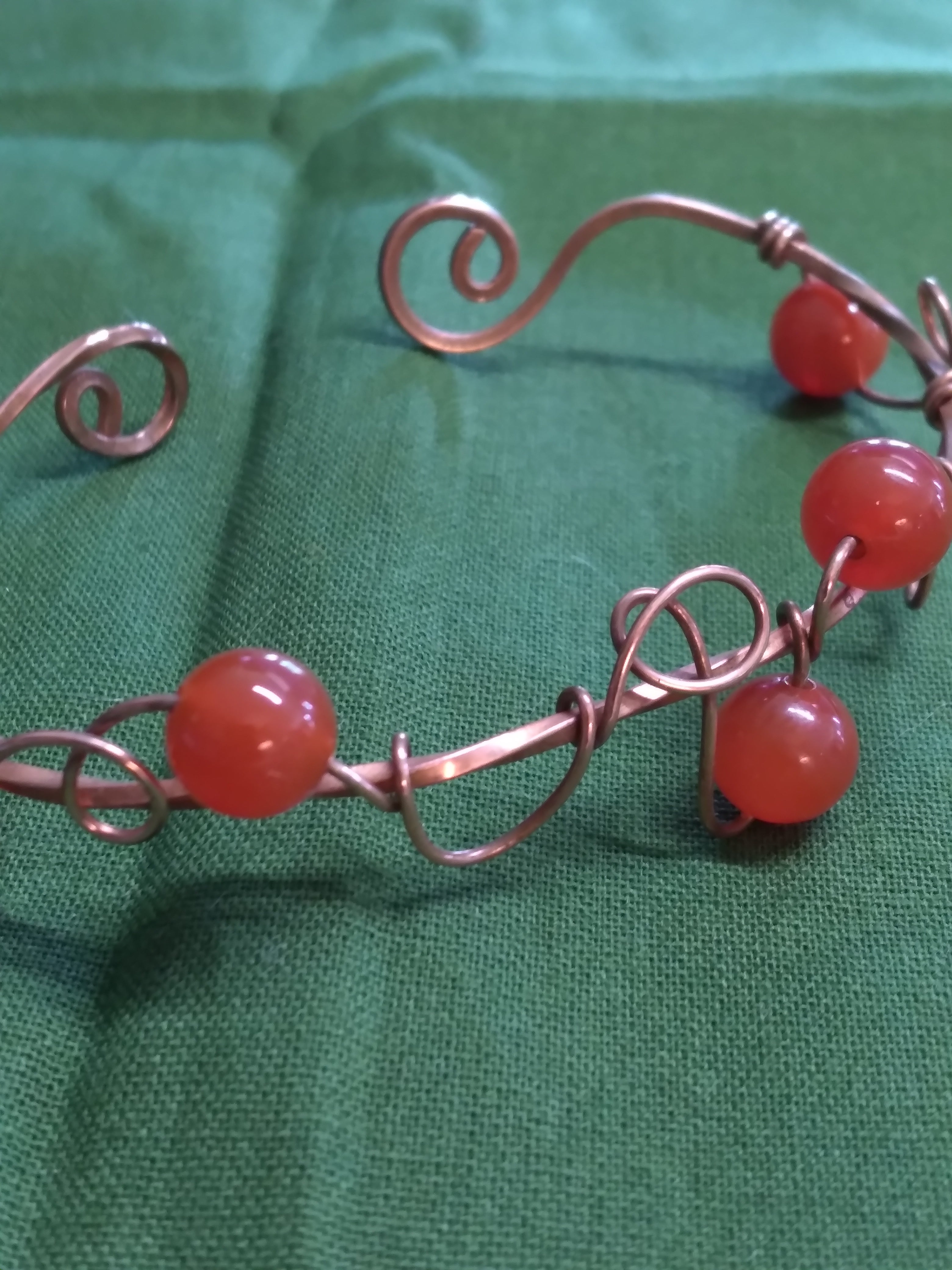 Carnelian cuff bracelet copper
