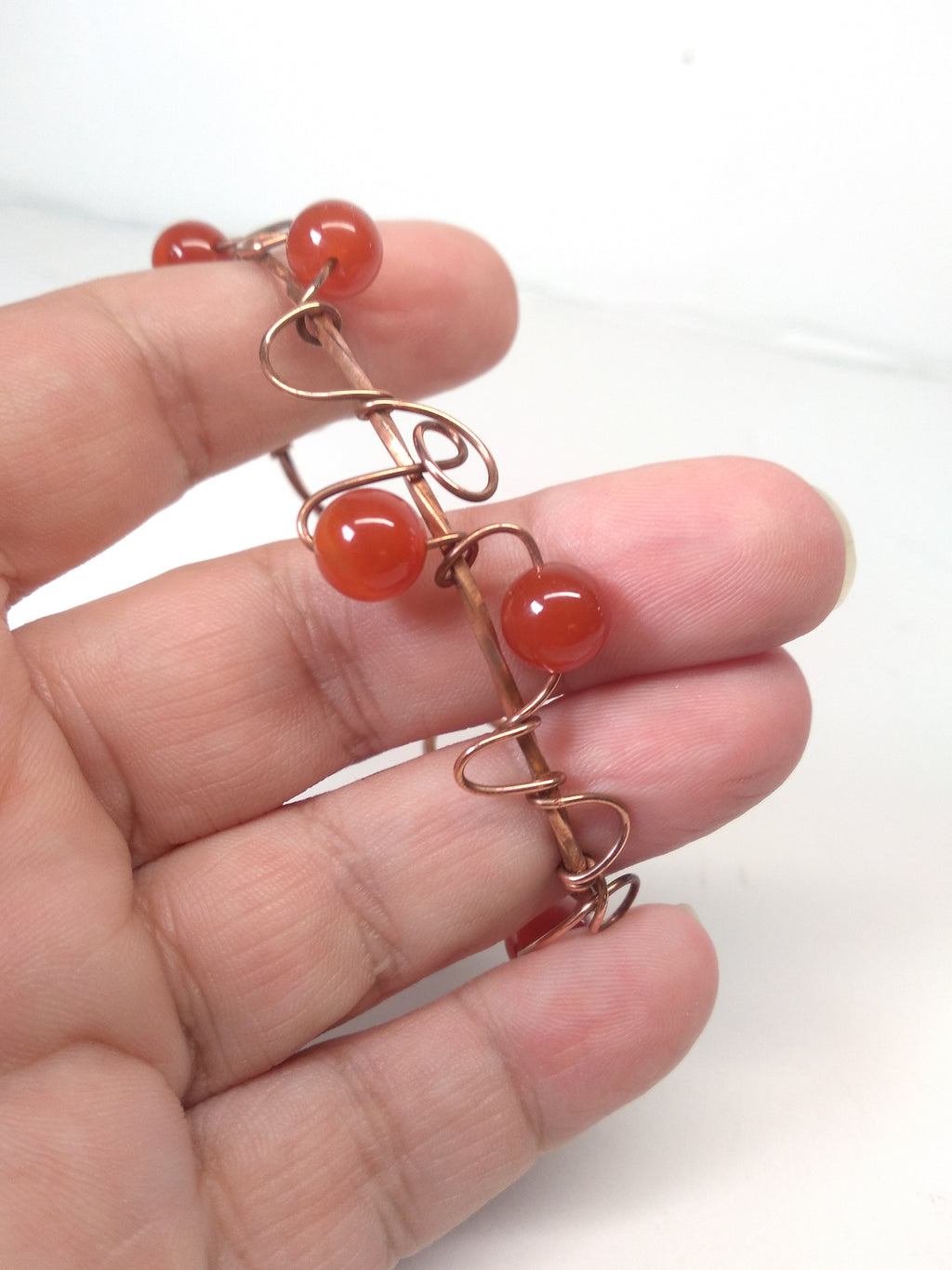 Carnelian cuff bracelet copper