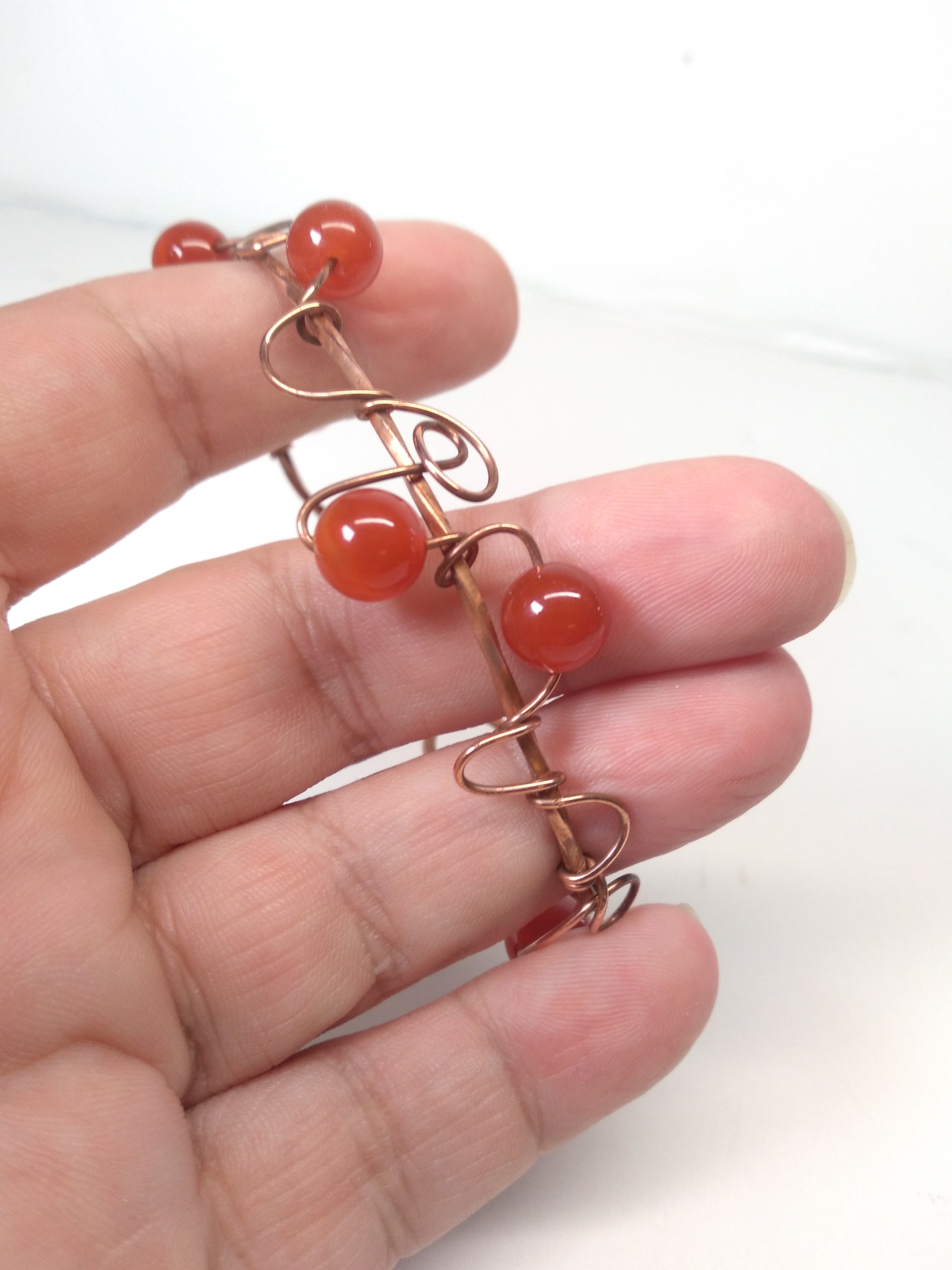 Carnelian cuff bracelet copper