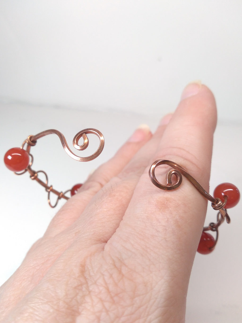 Carnelian cuff bracelet copper