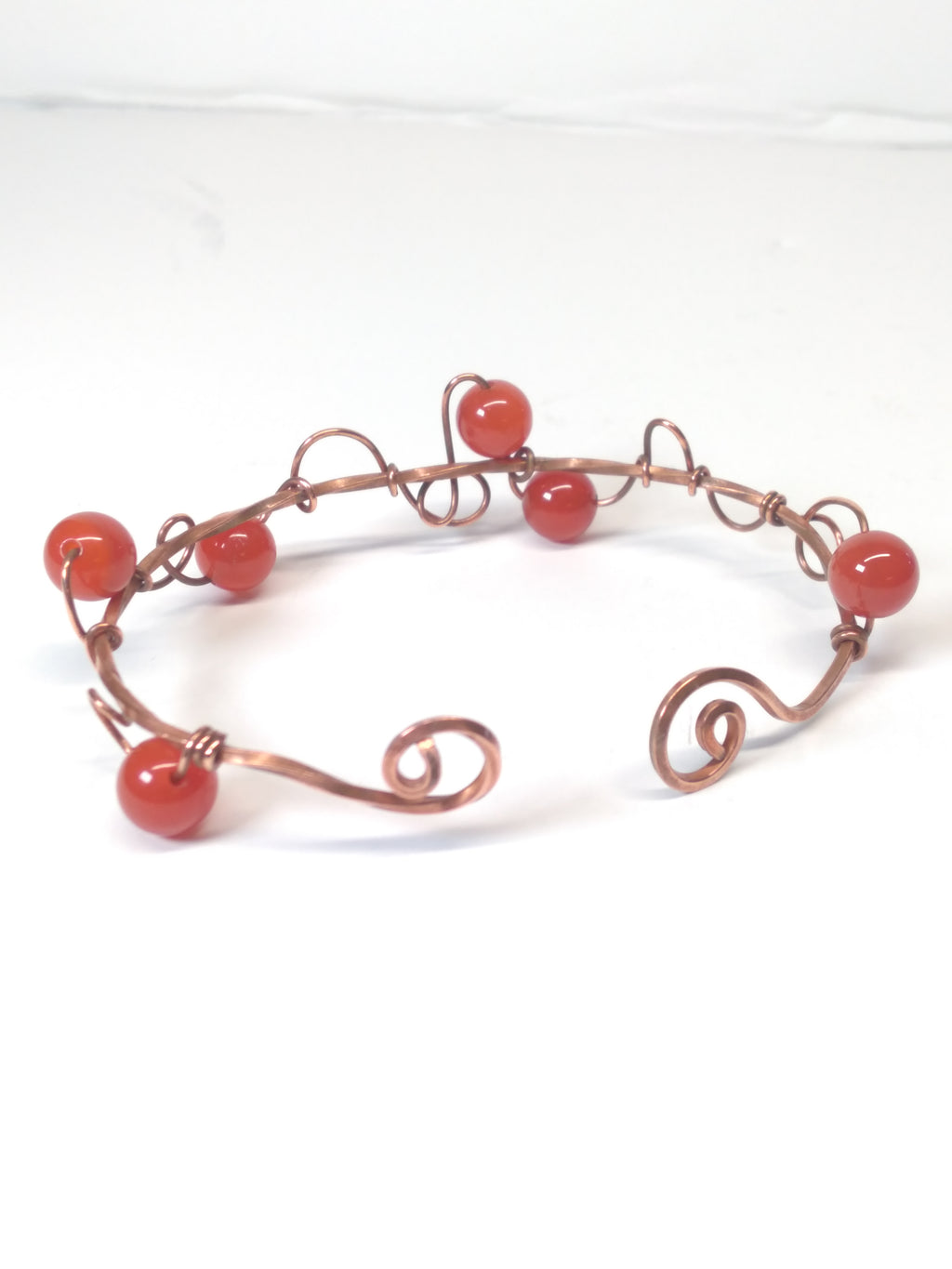 Carnelian cuff bracelet copper