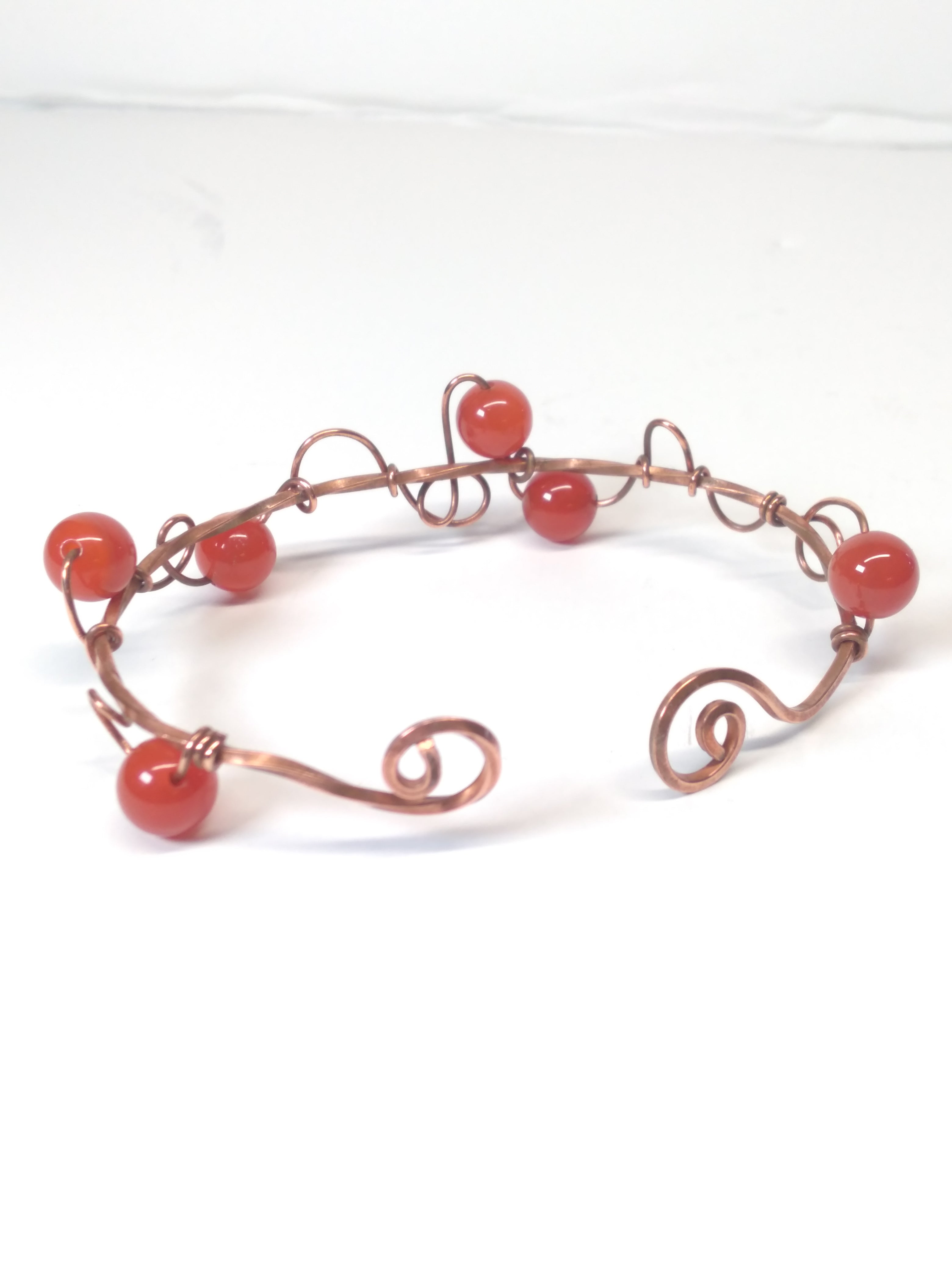 Carnelian cuff bracelet copper