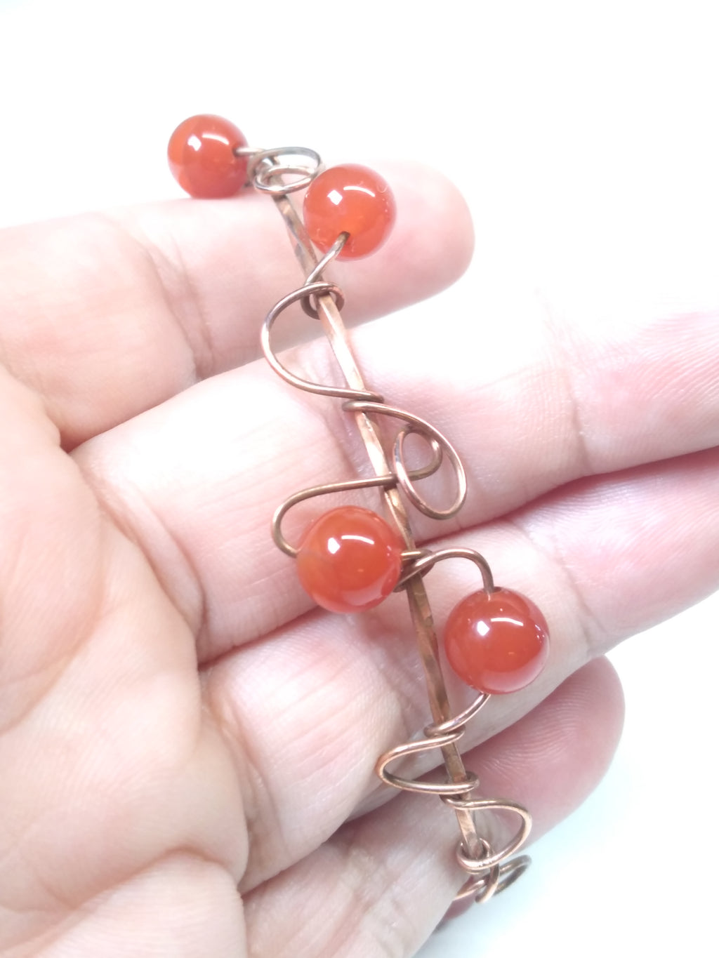 Carnelian cuff bracelet copper