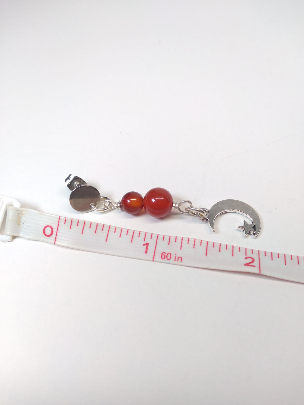 Carnelian bead moon earrings