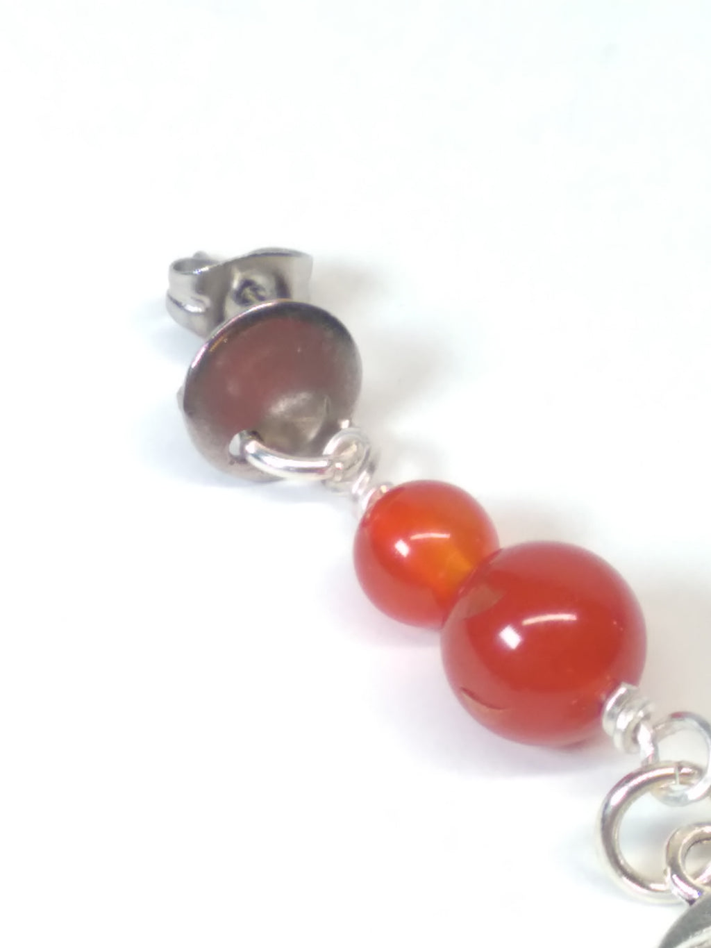 Carnelian bead moon earrings