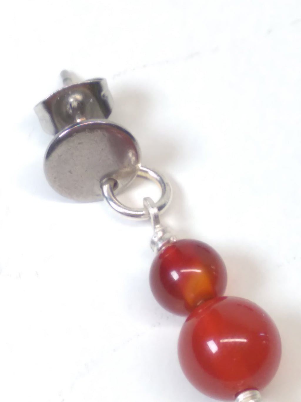 Carnelian bead moon earrings