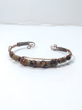 Tiger eye and metal bead wire cuff bracelet