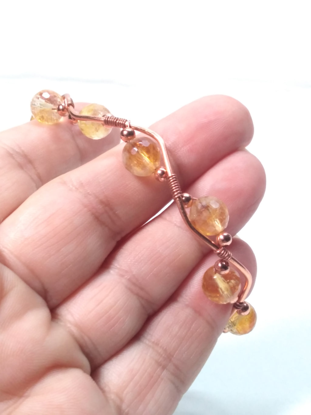Citrine bead and copper bracelet