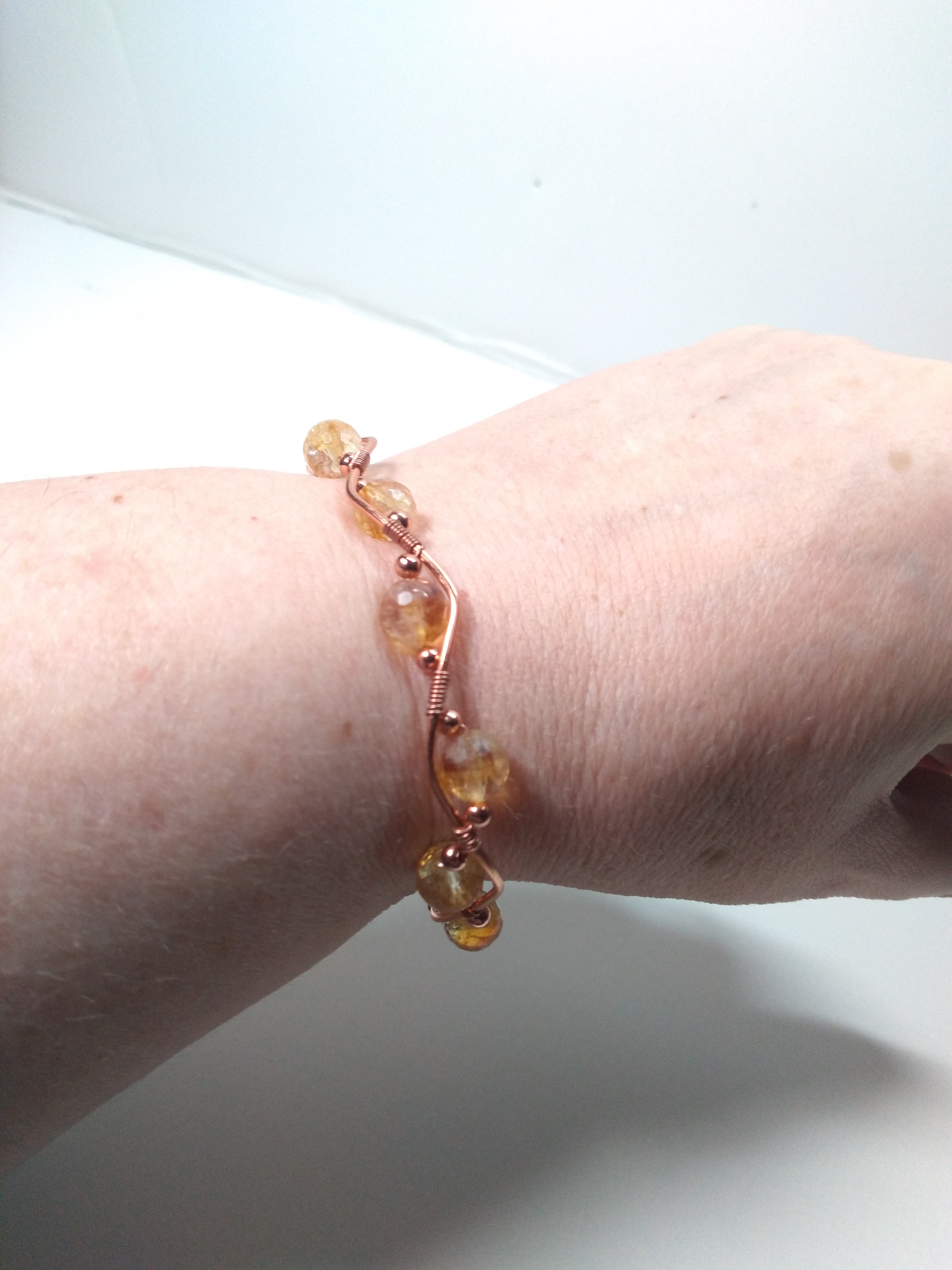 Citrine bead and copper bracelet